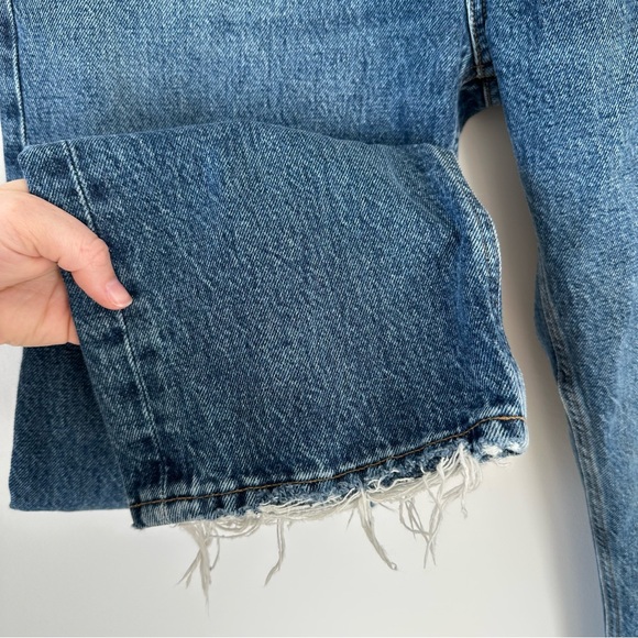 Agolde 90s Pinch Waist Jeans Range Women’s Size 27 Dark Denim Raw Hem Straight - Picture 6 of 16